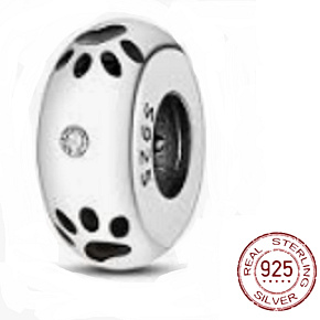 Charm Tlapky + zirkon, korálek na náramek mazlíček