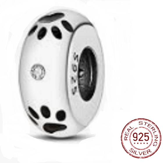 Charm Tlapky + zirkon, korálek na náramek mazlíček