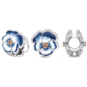Charm Modrá maceška, korálek na náramek květina