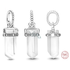 Zawieszka ze srebra próby 925 Biały amulet, wahadło imitacja kryształu, wisiorek do bransoletki Zawieszka ze srebra próby 925 Biały amulet, wahadło imitacja kryształu, wisiorek do bransoletki