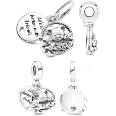 Charm Medvídek, liška a veverka 2v1, přívěsek na náramek přátelství