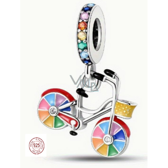Charm Sterlingové stříbro 925 Kolo barevné, přívěsek na náramek, sport Charm Sterlingové stříbro 925 Kolo barevné, přívěsek na náramek, sport