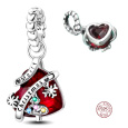 Charm Sterlingové stříbro 925 Vánoční srdce, přívěsek na náramek Vánoce