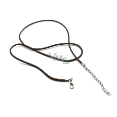 Voskovaná šňůrka hnědá s karabinkou délka 60 x 2 cm 1 kus