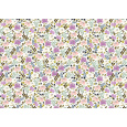Ditipo Dárkový balicí papír 70 x 100 cm Bílý s barevnými květy a zelenými lístky 2 archy