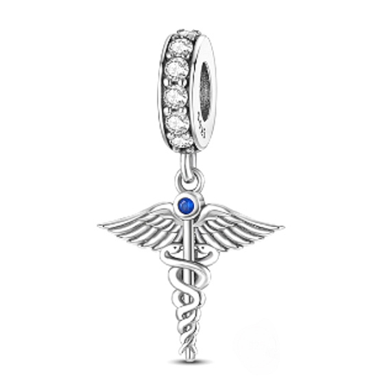 Charm Graduation - Aeskulapova hůl - znak lékařů a farmaceutů, Absolvent přívěsek na náramek zaměstnání