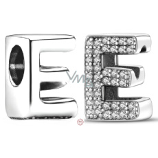 Charm Sterlingové stříbro 925 Abecední písmeno E, korálek na náramek Charm Sterlingové stříbro 925 Abecední písmeno E, korálek na náramek