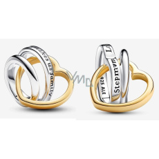 Charm Sterlingové stříbro 925 Srdce a kruh - Láska z nás dělá rodinu, korálek na náramek rodina