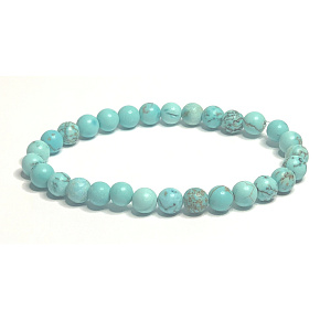 Tyrkenit matný náramek elastický přírodní kámen, kulička 6 mm / 16 - 17 cm, kámen mladých lidí, hledá životní cíl