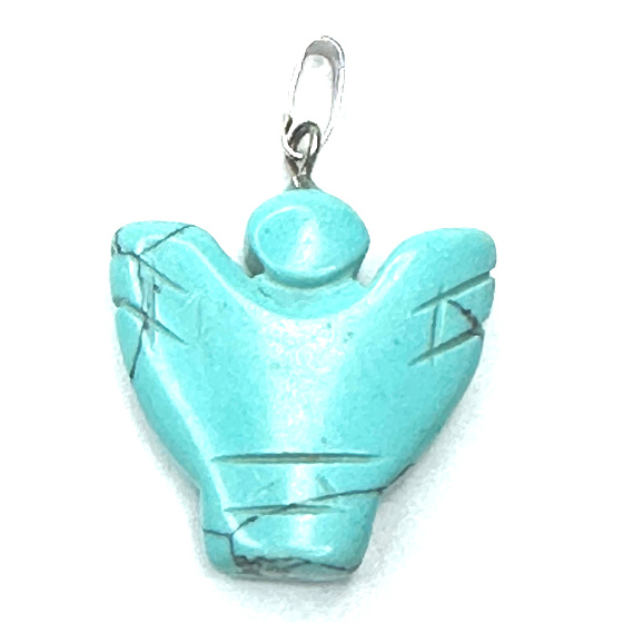 Tyrkenit Anděl, andělská křídla přívěsek přírodní kámen ručně broušený 25 x 21 x 5 mm, kámen mladých lidí, hledá životní cíl