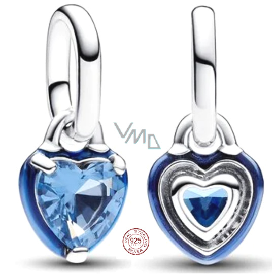 Charm Sterlingové stříbro 925 Modré srdce - Mini medailon, přívěsek na náramek láska Charm Sterlingové stříbro 925 Modré srdce - Mini medailon, přívěsek na náramek láska