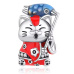 Charm Japonsko - kočka Maneki Neko s rybou Koi pro štěstí, přívěsek na náramek cestování