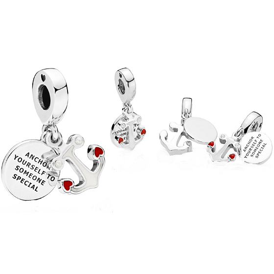 Kotva lásky 2v1, stříbrný 925 přívěsek na náramek