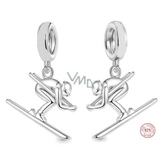 Charm Sterlingové stříbro 925 Lyžování Báječná cesta, přívěsek na náramek sport