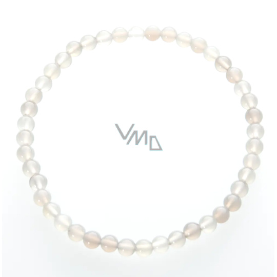 Achát šedý náramek elastický přírodní kámen, kulička 4 mm / 19 cm, poskytuje klid a harmonii