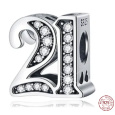 Charm Sterlingové stříbro 925 21 výročí, korálek na náramek