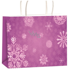 Dárková papírová taška 45,5 x 33 x 10,5 cm fialová Vločky