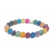 Achát pestrobarevný matný čakrový náramek elastický přírodní kámen, kulička 8 mm / 16 - 17 cm, klid - ochrana - síla - harmonie