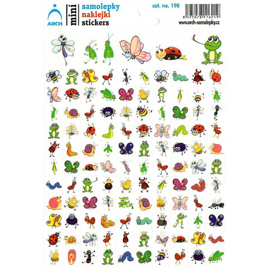 Arch Školní minisamolepky Beruška, žába 11,5 x 17 cm