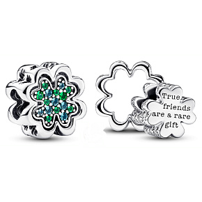 Charm Čtyřlístek rozdělitelný, 2v1 korálek na náramek štěstí