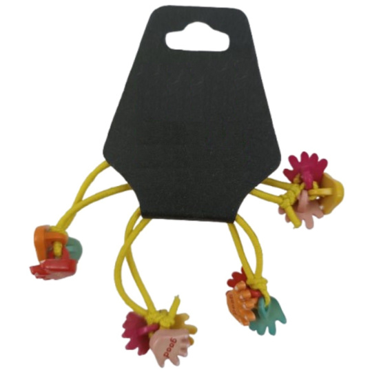 Gumičky do vlasů žluté ruce různé barvy 2 kusy