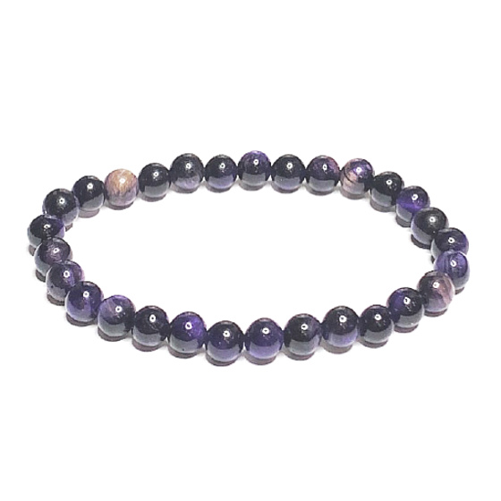 Tygří oko fialové náramek elastický přírodní kámen štěstí a bohatství