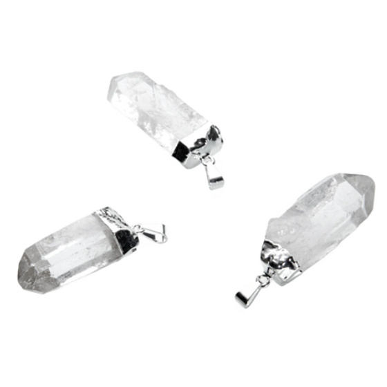 Křišťál špice v kovu přívěsek přírodní kámen 3,5 - 4,5 cm 1 kus, kámen kamenů