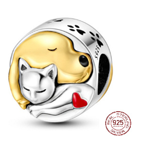 Charm Pes a kočka, korálek na náramek mazlíček