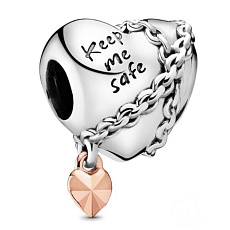 Charm Srdce s řetízkem Keep me safe, korálek na náramek láska