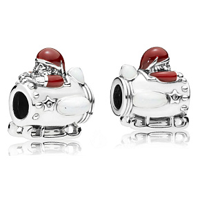 Charm Santa ve vesmíru, vesmírná loď, korálek na náramek Vánoce