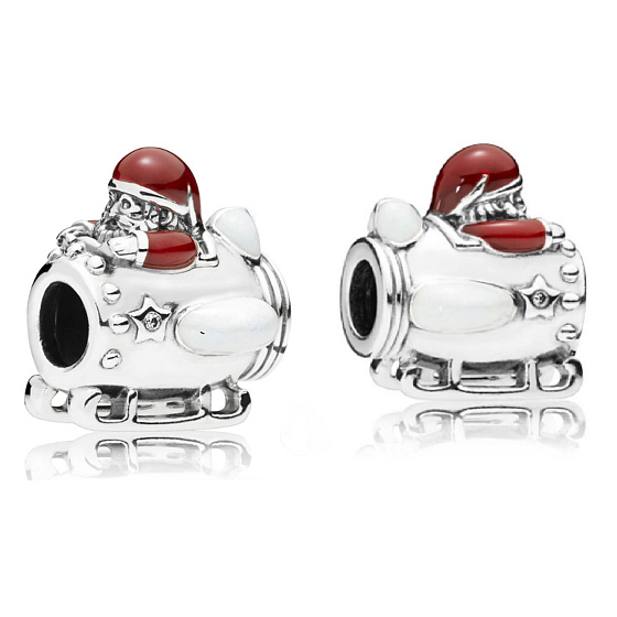 Charm Santa ve vesmíru, vesmírná loď, korálek na náramek Vánoce