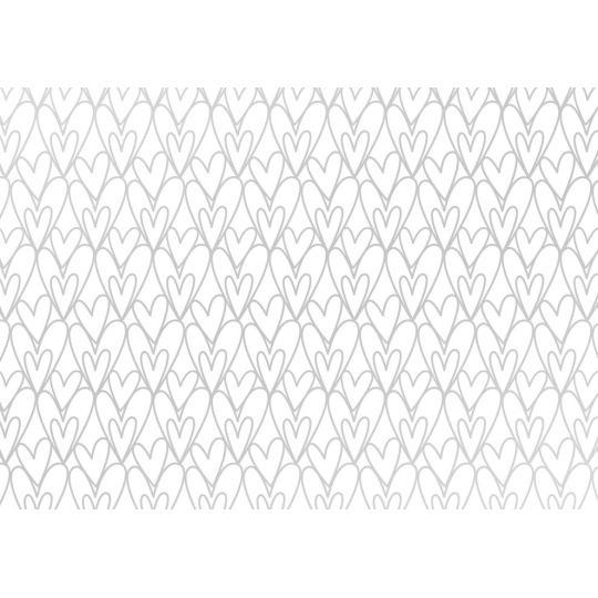 Ditipo Dárkový balicí papír 70 x 100 cm Bílý se stříbrnými srdíčky 2 archy