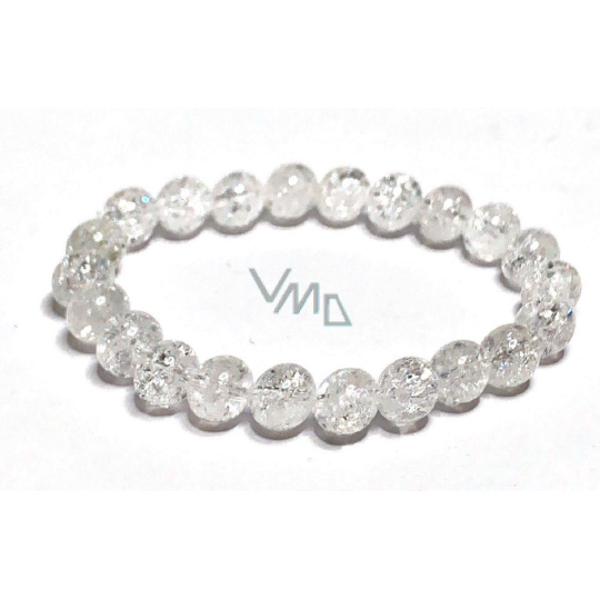 Křišťál pukaný náramek elastický přírodní kámen, kulička 8 mm / 16 - 17 cm, kámen kamenů Křišťál pukaný náramek elastický přírodní kámen, kulička 8 mm / 16 - 17 cm, kámen kamenů