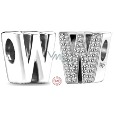 Charm Sterlingové stříbro 925 Abecední písmeno W, korálek na náramek