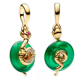 Charm Had se zeleného skla Murano, přívěsek na náramek, rok Hada, zvíře