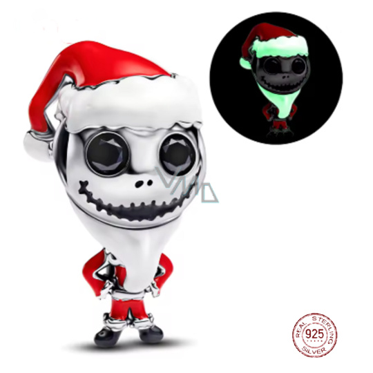 Charm Sterlingové stříbro 925 Tim Burton, Noční můra před Vánoci, Santa Jack - svítí ve tmě, korálek na náramek film Charm Sterlingové stříbro 925 Tim Burton, Noční můra před Vánoci, Santa Jack - svítí ve tmě, korálek na náramek film