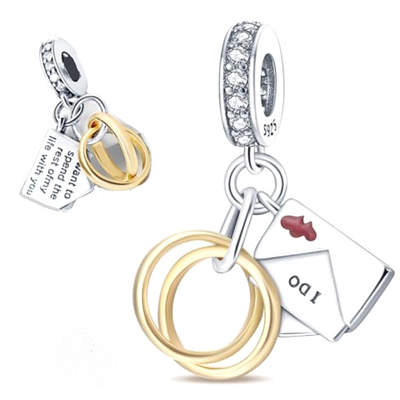  Prsteny + slib po zbytek života, stříbrný 925 přívěsek na náramek