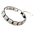 Magnezit / Howlit náramek pletený přírodní kámen, rozměr 10 x 10 x 5 mm / 18,5 cm, posuvné zapínání, očistný kámen, uklidnění, harmonie, paměť
