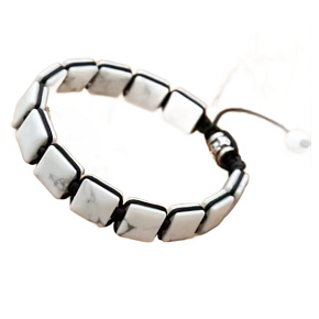 Magnezit / Howlit náramek pletený přírodní kámen, rozměr 10 x 10 x 5 mm / 18,5 cm, posuvné zapínání, očistný kámen, uklidnění, harmonie, paměť Magnezit / Howlit náramek pletený přírodní kámen, rozměr 10 x 10 x 5 mm / 18,5 cm, posuvné zapínání, očistný kámen, uklidnění, harmonie, paměť