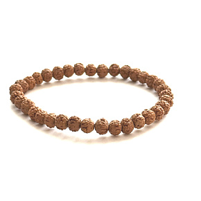 Rudraksha náramek elastický z přírodního semene, kulička 6 mm / 16 - 17 cm