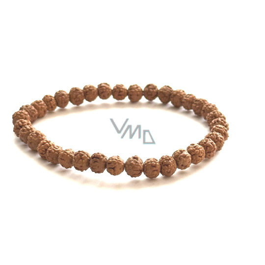 Rudraksha náramek elastický z přírodního semene, kulička 6 mm / 16 - 17 cm Rudraksha náramek elastický z přírodního semene, kulička 6 mm / 16 - 17 cm