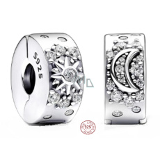 Charm Sterlingové stříbro 925 Slunce a Měsíc – harmonie světla a tmy, se zirkonií stopper, klipový korálek na náramek vesmír