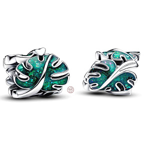 Charm Tropická rostlina Monstera, korálek na náramek rostlina