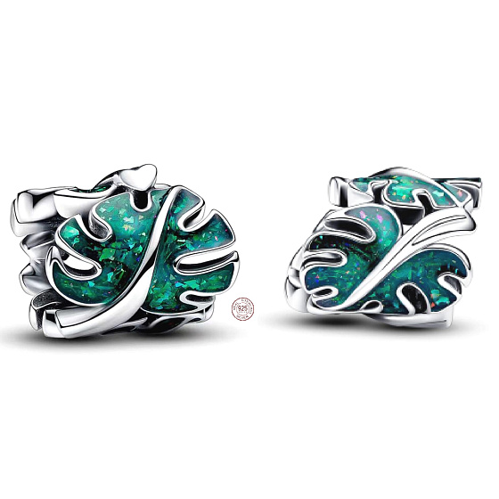 Charm Tropická rostlina Monstera, korálek na náramek rostlina