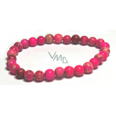 Jaspis / Regalit Imperiální mořský sediment růžový náramek elastický směsný minerál, kulička 6 mm / 16 - 17 cm