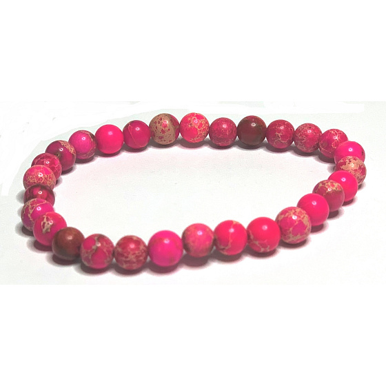 Jaspis / Regalit Imperiální mořský sediment růžový náramek elastický směsný minerál