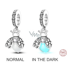 Charm Sterlingové stříbro 925 Světluška zářící ve tmě luminozní přívěsek na náramek symbol