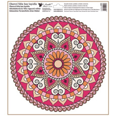 Okenní fólie bez lepidla Červeno-růžová mandala 30 x 33,5 cm