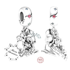 Charm Sterlingové stříbro 925 Disney Bambi a Dupík, 2v1 přívěsek na náramek Vánoce