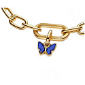 Charm Mini medailon - Motýl, modrý malý, pozlacený, přívěsek na náramek zvíře